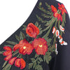 Floral Embroidery Full Sleeve V Neck T-shirt