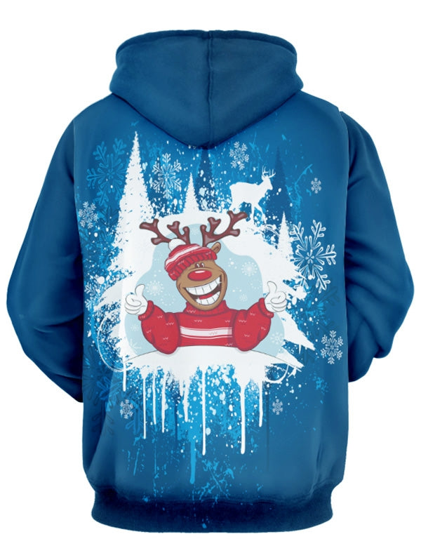 Christmas Reindeer Print Pullover Hoodie