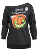 Pumpkin Print Hallowmas One Shoulder Sweatshirt