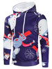Drawstring Christmas Snowman Print Hoodie