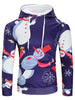 Drawstring Christmas Snowman Print Hoodie
