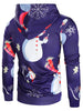 Drawstring Christmas Snowman Print Hoodie