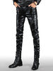 Multi Zip Embellished Slim Fit PU Leather Pants