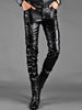 Multi Zip Embellished Slim Fit PU Leather Pants