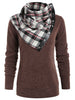 Round Neck Sweatshirt with Tartan Neck Gaiter