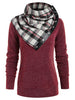 Round Neck Sweatshirt with Tartan Neck Gaiter