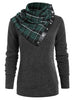 Round Neck Sweatshirt with Tartan Neck Gaiter