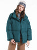 Funnel Collar Drawstring Waist Puffer Coat