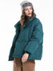Funnel Collar Drawstring Waist Puffer Coat