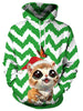 Christmas Cat and Butterfly Print Pullover Hoodie