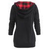 Tartan Print Button Fixed Hoodie