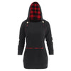 Tartan Print Button Fixed Hoodie