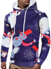 Drawstring Christmas Snowman Print Hoodie