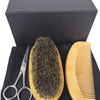 Wood Beard Brush Comb Shaving Scissors Clean Styling Set