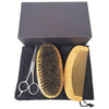 Wood Beard Brush Comb Shaving Scissors Clean Styling Set