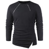 Zip Hem Round Neck Asymmetric T-shirt