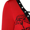 Long Sleeve Lace Up Front Rose T-shirt