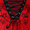 Long Sleeve Lace Up Front Rose T-shirt