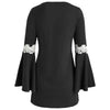 Crochet Front Flare Sleeve Short Dress