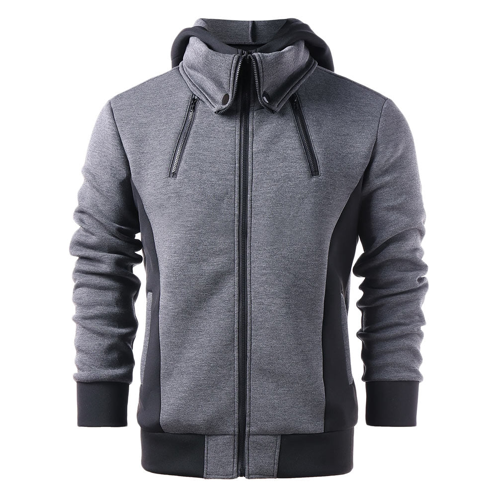Color Blocking Zip Up Faux Twinset Hoodie