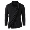 Heaps Collar Long Sleeve Asymmetric T-shirt