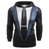 Faux Suit Tie Print Pullover Hoodie