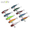 Outlife 10PCS Fishing Lures Hard ABS Popper Baits with Hooks and Box