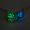 Charm Silver Cube Light Necklace Women Glowing Pendant Jewelry