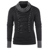 Turtle Neck Color Blocking Lace Up T-shirt