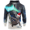 Looking Up Cat with Christmas Hat Print Casual Hoodie