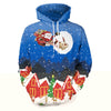 Christmas Santa Gift Print Drawstring Hoodie