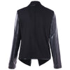 Open Front PU Leather Panel Jacket
