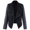 Open Front PU Leather Panel Jacket