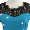 Round Collar Lace Stitching Short Sleeve Christmas A-line Women Vintage Dress