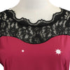 Round Collar Lace Stitching Short Sleeve Christmas A-line Women Vintage Dress