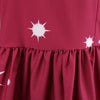 Round Collar Lace Stitching Short Sleeve Christmas A-line Women Vintage Dress