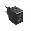 Universal Dual USB EU Plug Travel Power Adapter with LCD Display