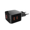Universal Dual USB EU Plug Travel Power Adapter with LCD Display
