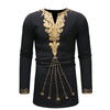 Men Casual Printed V-neck Long-sleeved Top