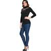 Mesh Panel Long Sleeve Turtleneck T-shirt