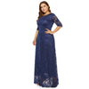Round Neck Half Sleeve Lace Plus Size Women Maxi Dress