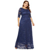 Round Neck Half Sleeve Lace Plus Size Women Maxi Dress