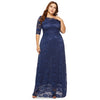 Round Neck Half Sleeve Lace Plus Size Women Maxi Dress