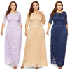 Round Neck Half Sleeve Lace Plus Size Women Maxi Dress