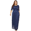 Round Neck Half Sleeve Lace Plus Size Women Maxi Dress