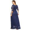 Round Neck Half Sleeve Lace Plus Size Women Maxi Dress