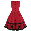 Vintage Buttons Flounced Pin Up Dress
