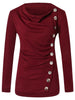 Cowl Neck Button Detail T-shirt