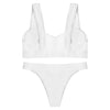 Scoop Neck Backless Padded Ribbed Solid Color Low Waist Women Bikini Set