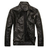 Stand Collar Long Sleeve Leather Men Jacket